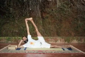 side reclining leg lift | Shree Hari Yoga