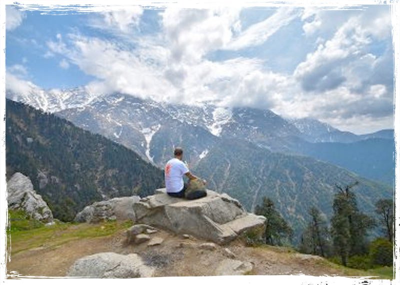meditation on top in the mountains